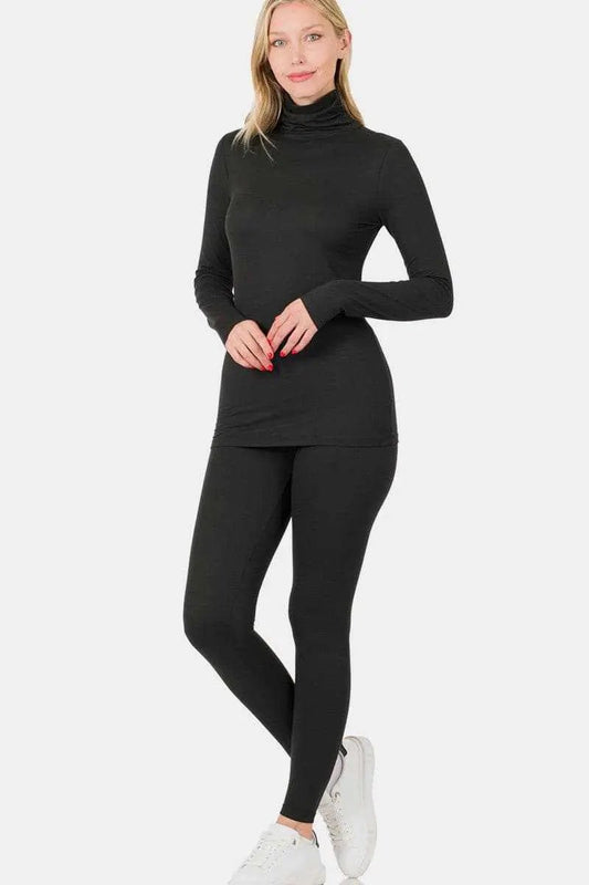 Cozy turtleneck and leggings set by Zenana - Love Salve 