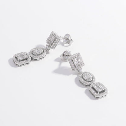 925 Sterling Silver Inlaid Zircon Earrings.