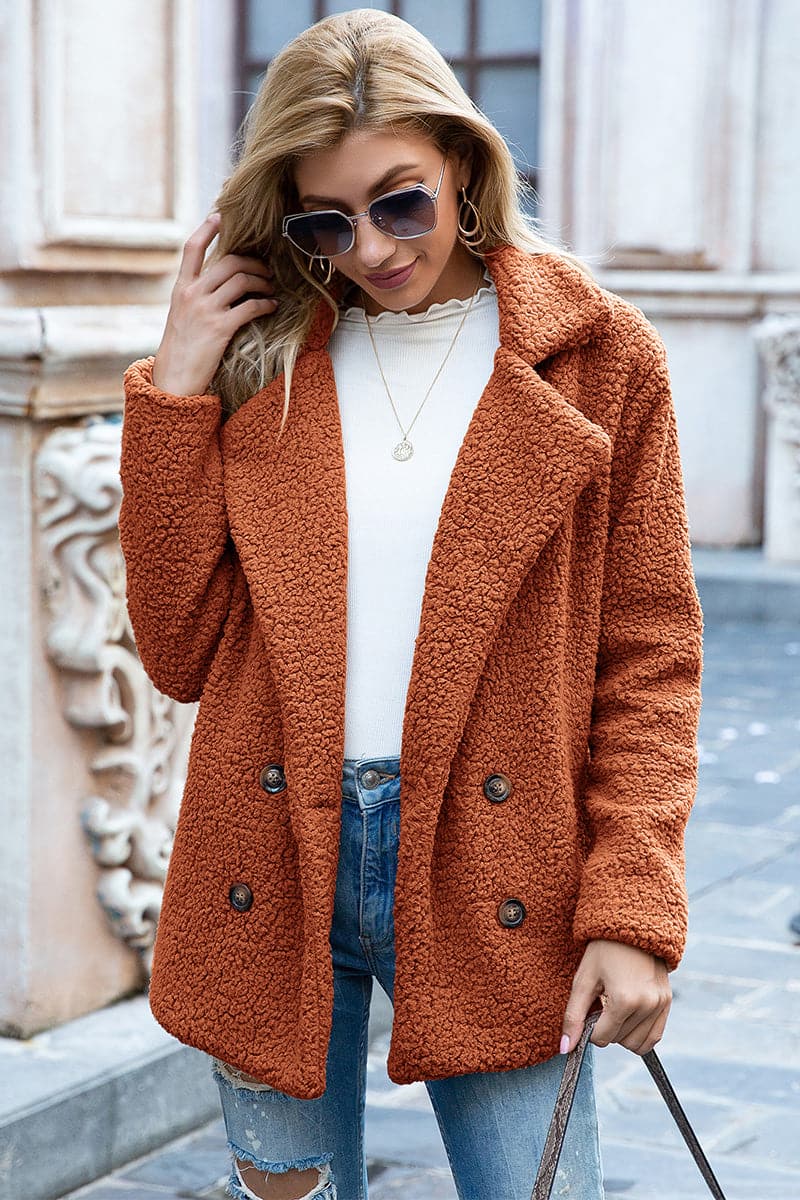 Full Size Lapel Collar Sherpa Coat.