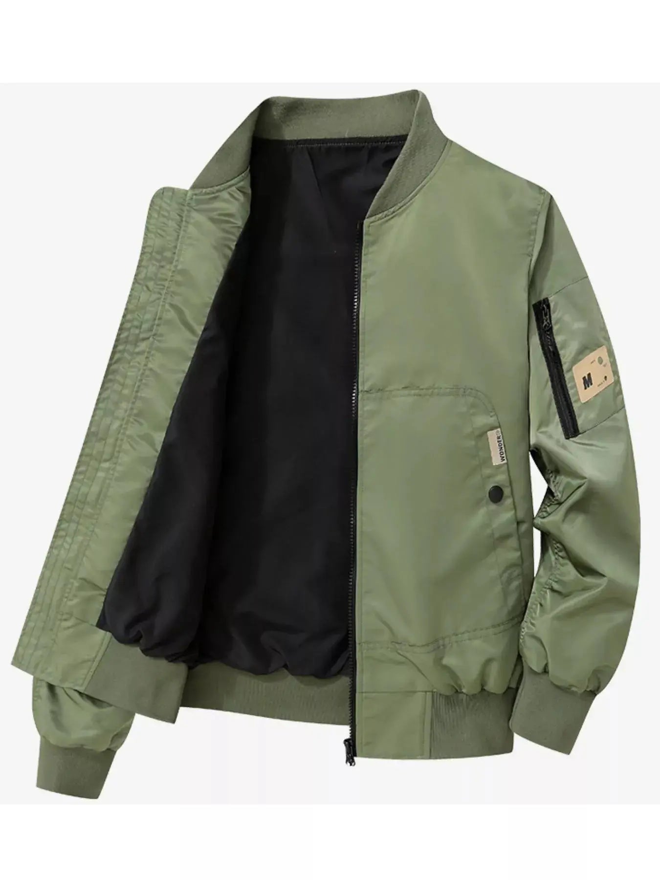 Men Lightweight Nylon Bomber Jacket With Zip Front And Pockets Simply Love