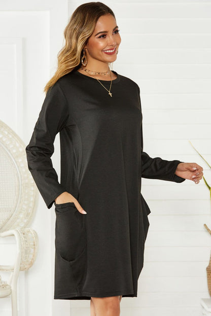 Cozy Long Sleeve Pocket Dress for Effortless Style