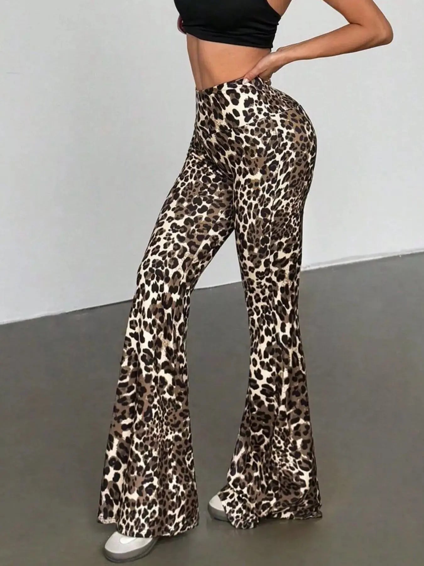 Leopard Print High Waist Flare Pants For Women With Stretch Simply Love