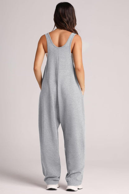 Wide Strap Jumpsuit with Pockets.