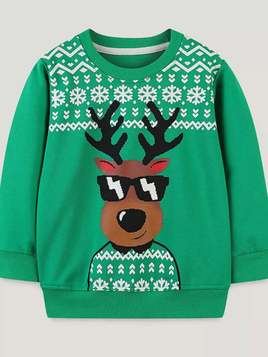Children's Reindeer Graphic Christmas Sweatshirt Simply Love