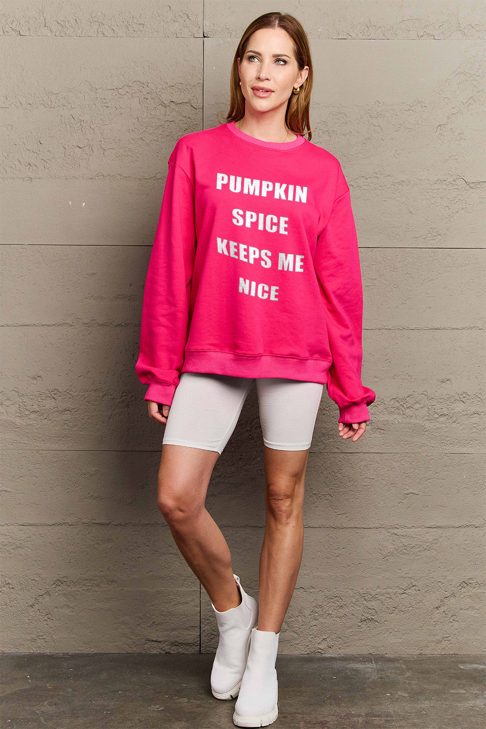 Simply Love Full Size Letter Graphic Sweatshirt.