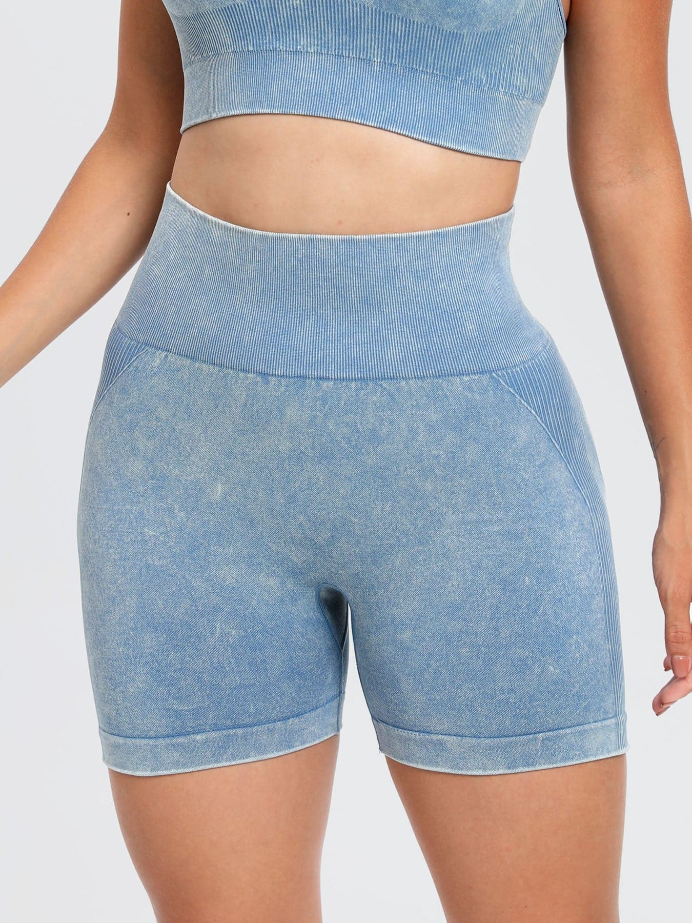 Washed High Waist Active Shorts.