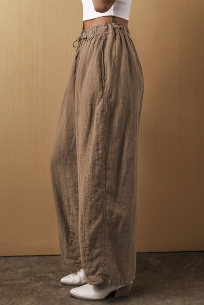 Desert Palm wide-leg cotton-linen drawstring pants for effortless style