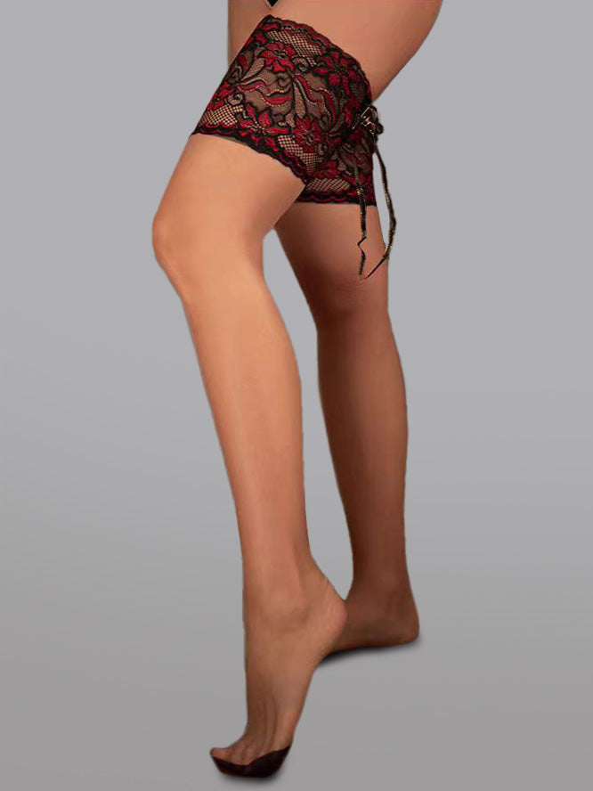 Seductive Lace Binding Stockings With Adjustable Straps Hello.LA.Girl