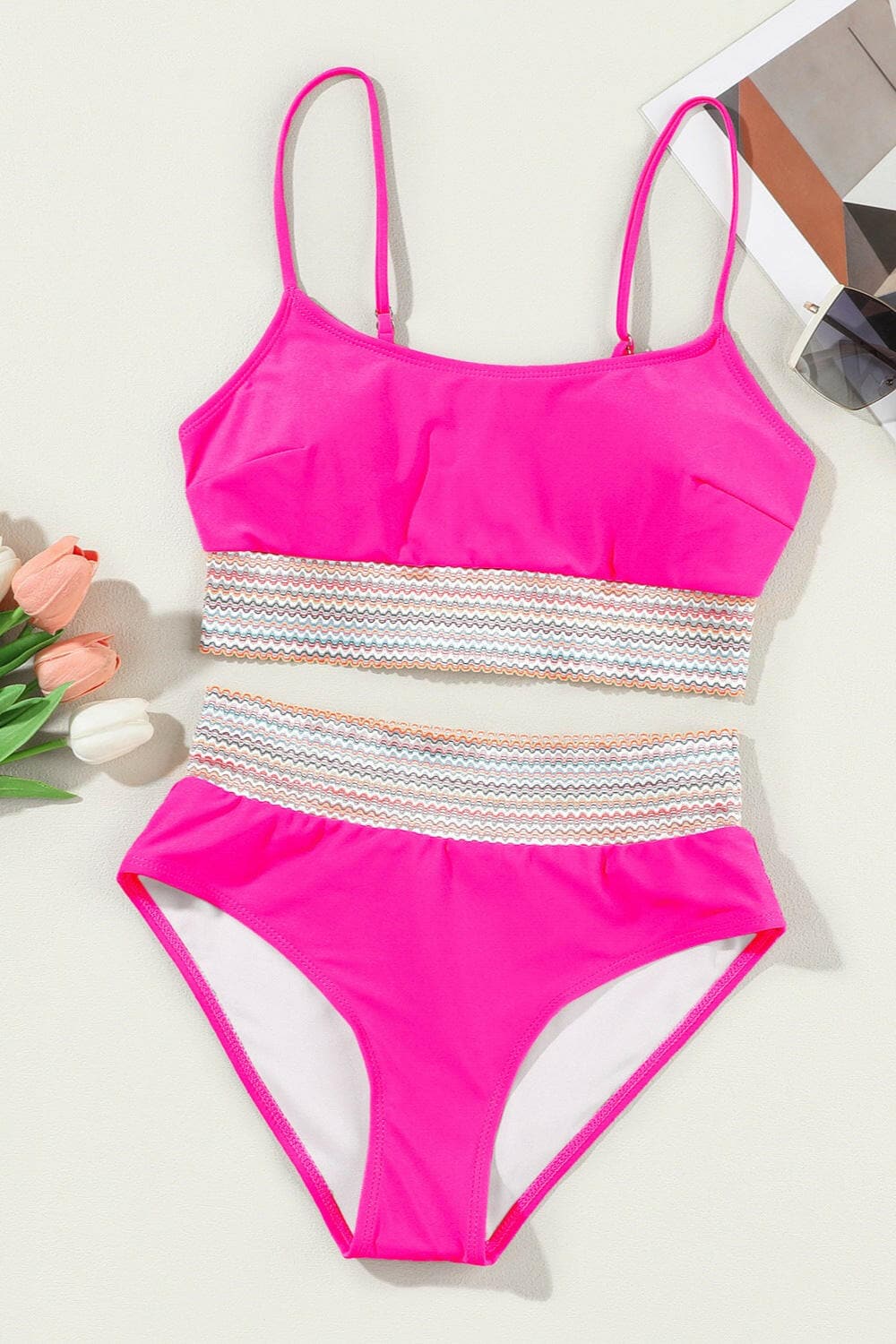 Scoop Neck Spaghetti Strap Two-Piece Swim Set.