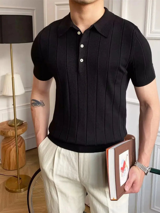 Men's Plus Size Slim Fit Knitted Polo Shirt Simply Love