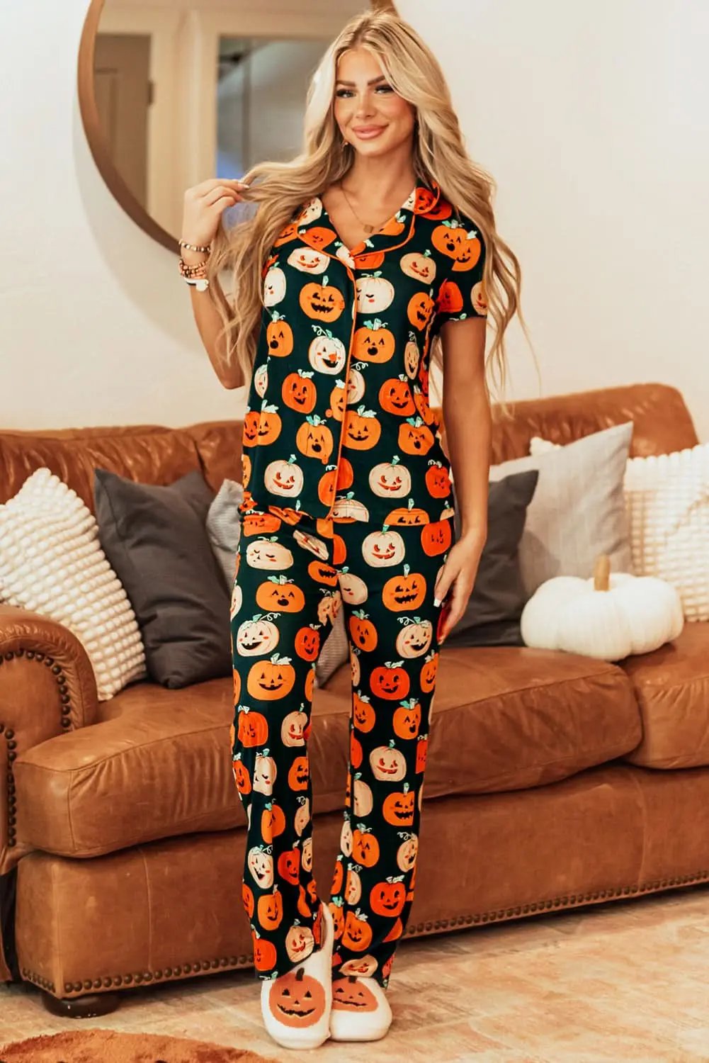 Orange Halloween Pajama Set - Love Salve 