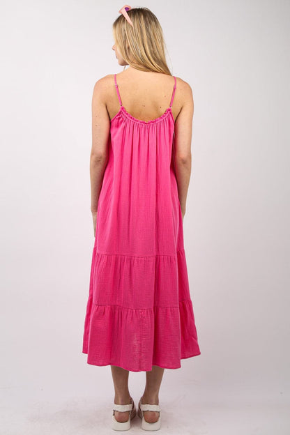 VERY J Ruffled A-Line Midi Cami Dress.