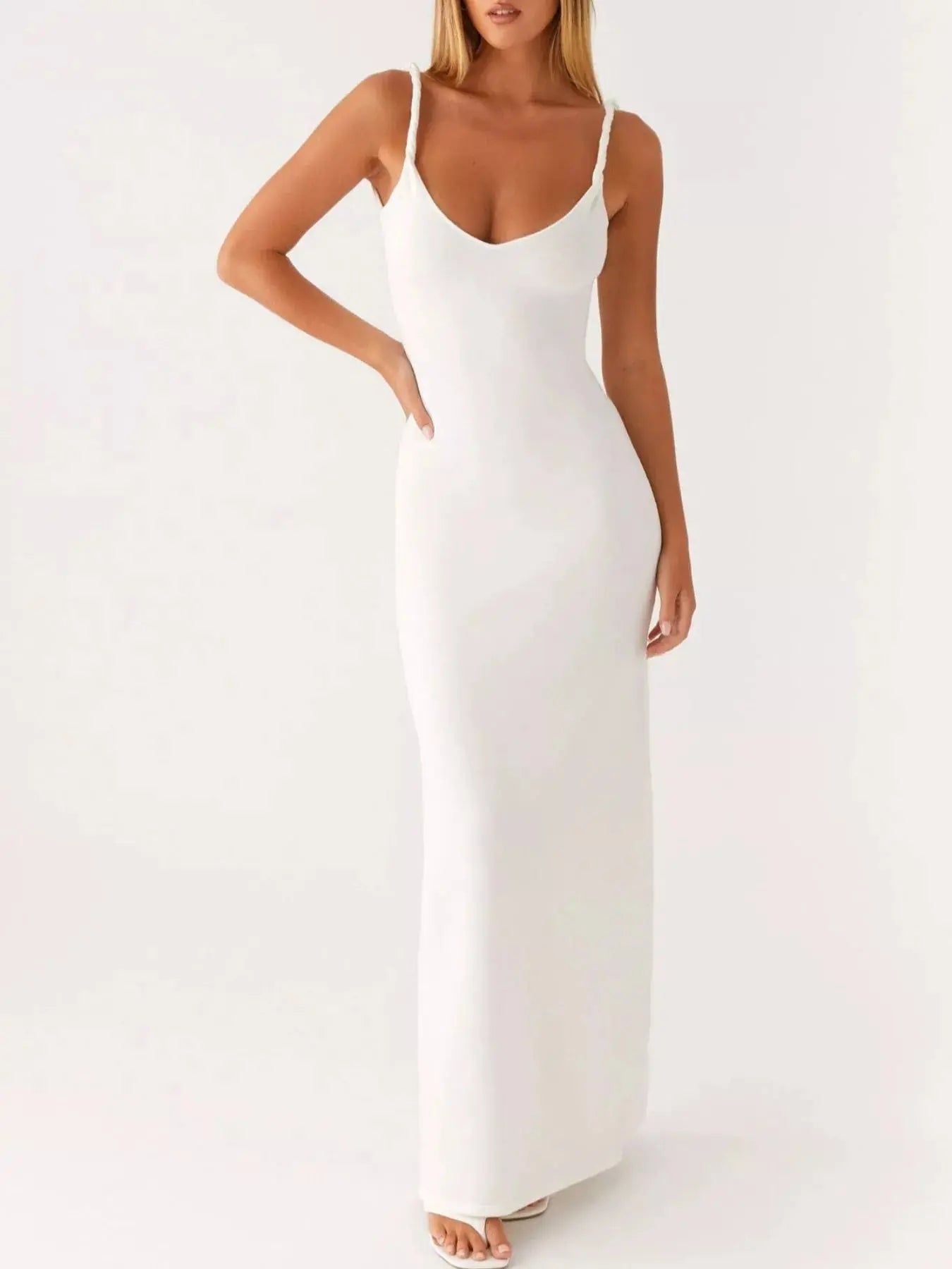 V-Neck Bodycon Maxi Dress Simply Love