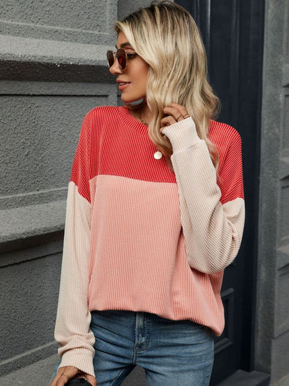 Chic long sleeve contrast tee