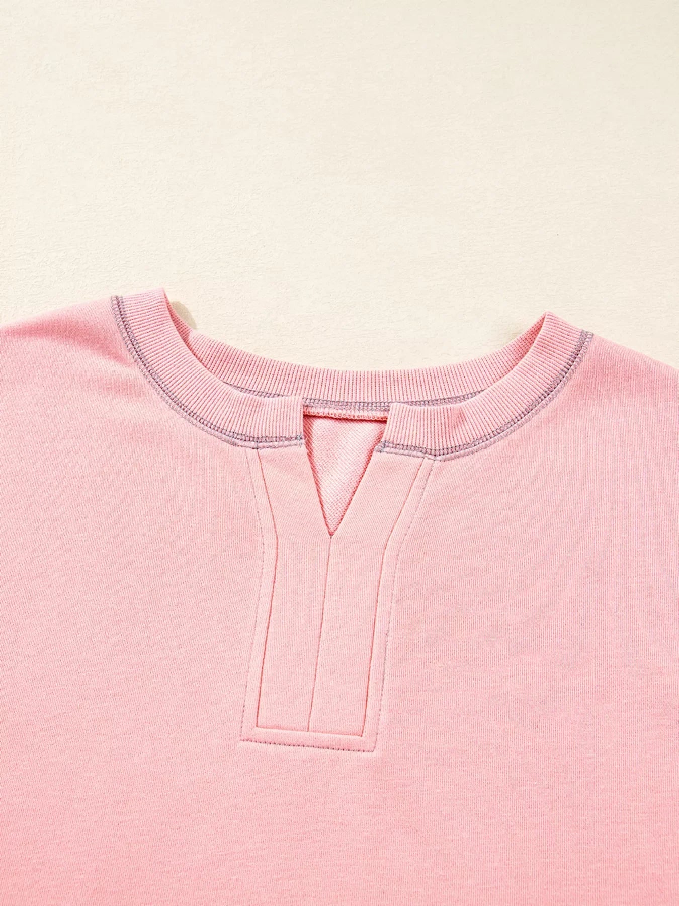 Exposed Seam Color Block Patchwork Slit Cuffs Oversize Sweatshirt Simply Love