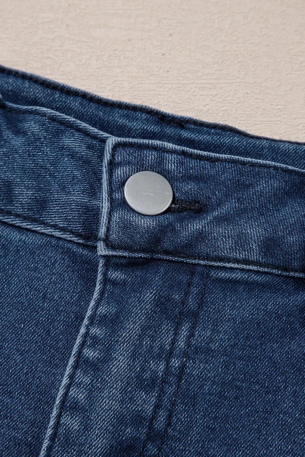 Sail Blue Scalloped Hemline Acid Wash High Waist Denim Shorts Love Salve