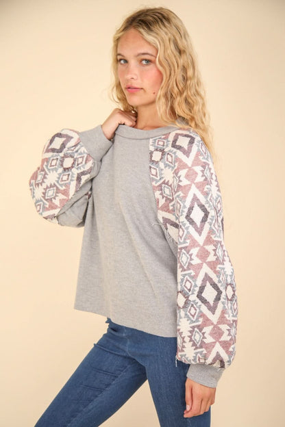 Very J printed knit top - long sleeve