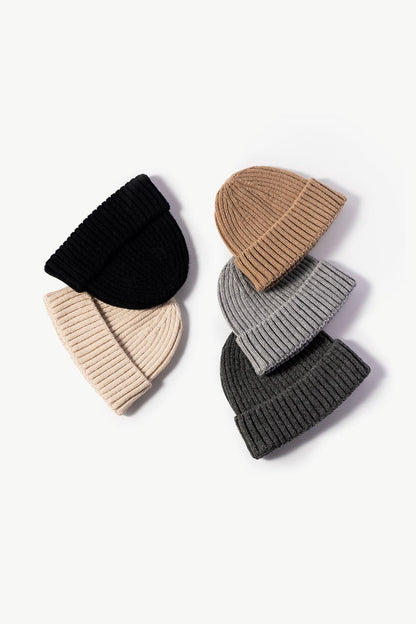 Rib-Knit Cuff Beanie.