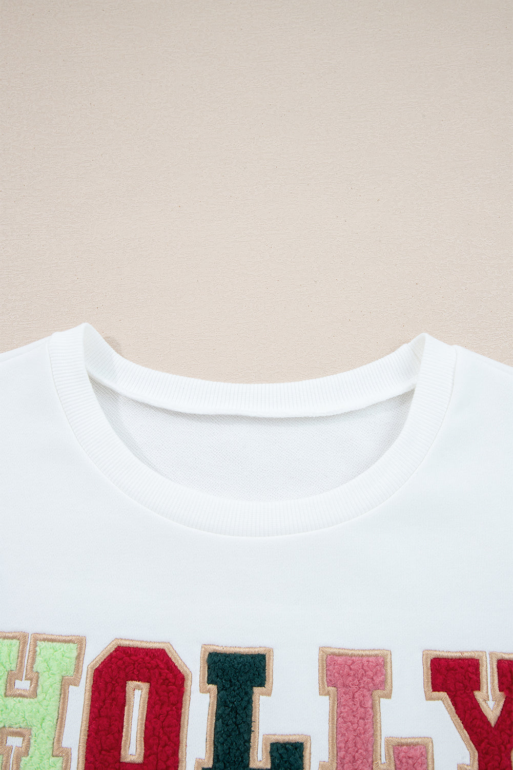 White Holly Jolly Embroidered Graphic Pullover Sweatshirt Dear-Lover Dropshipping