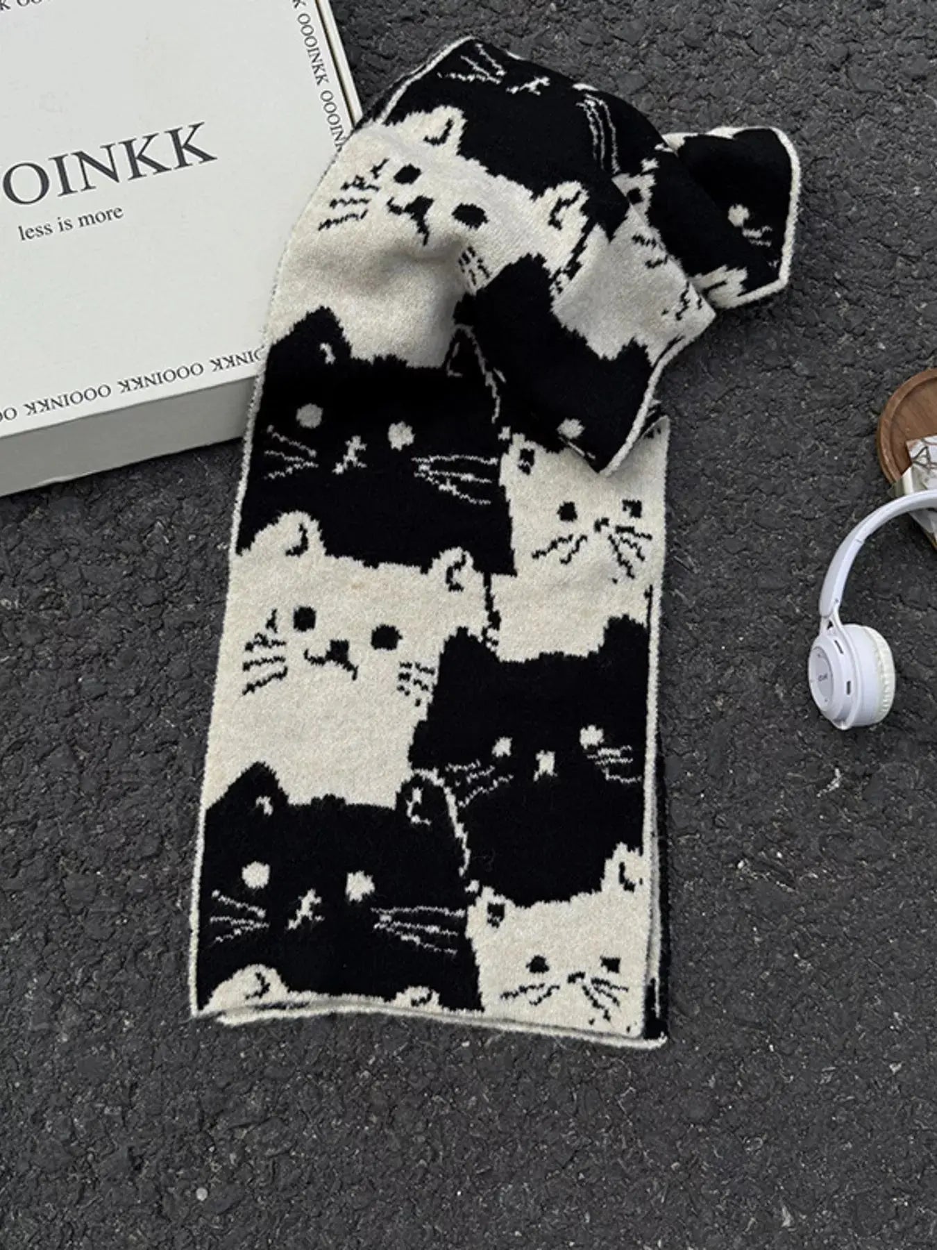 Cute Cat Pattern Knitted Scarf Simply Love