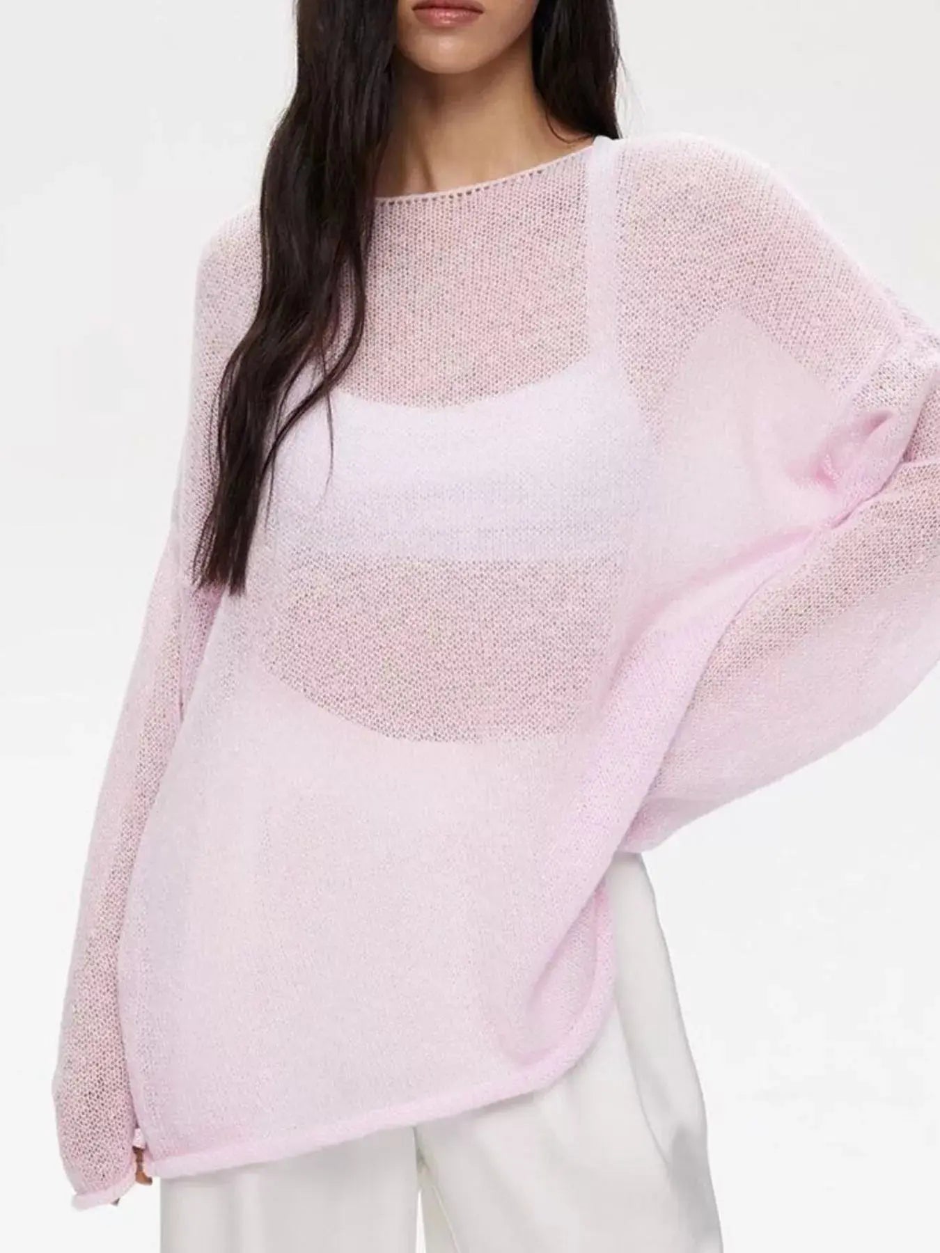 Boat Neck Dropped Shoulder Sweater Simply Love