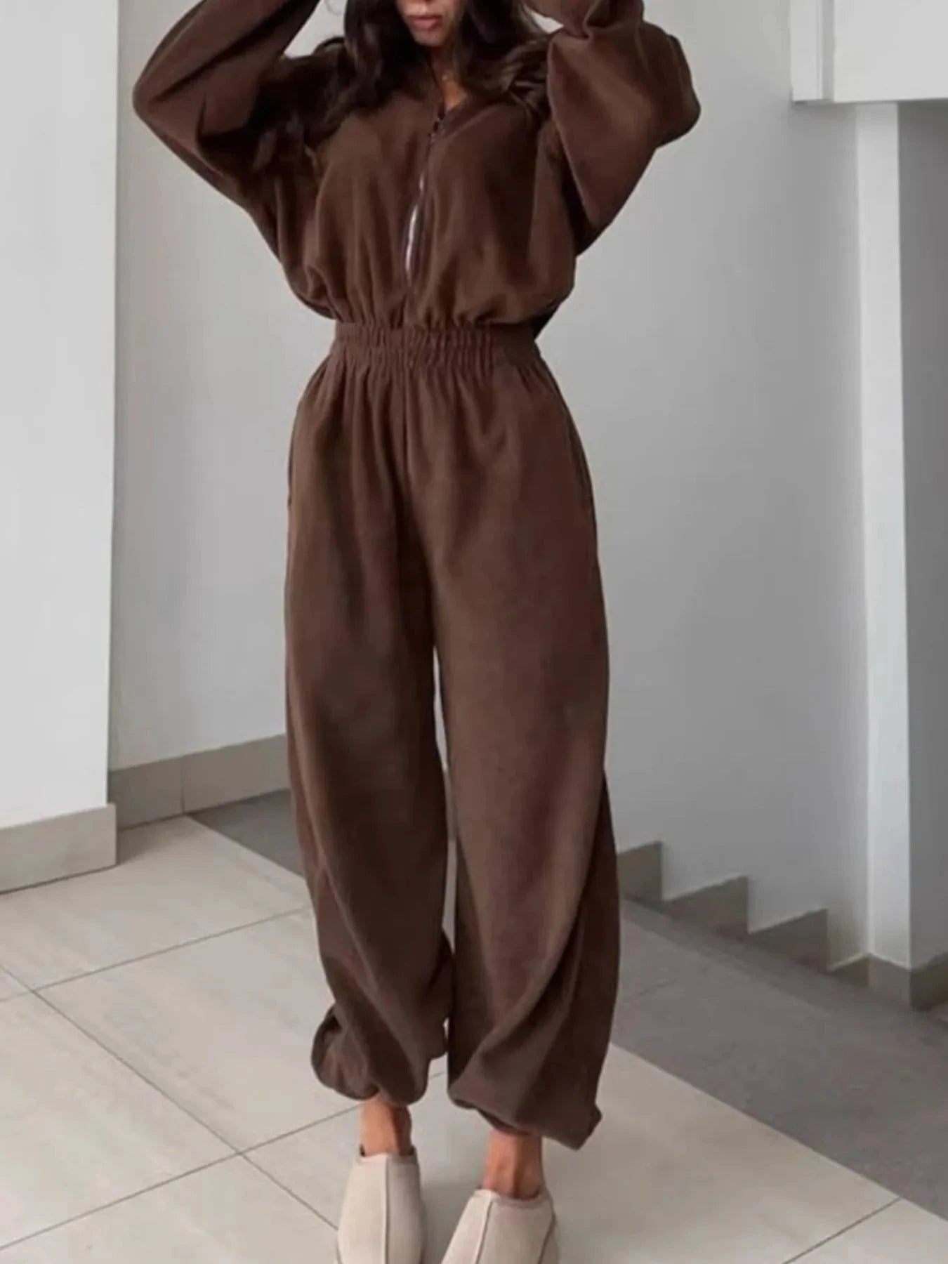 Zip Front Long Sleeve Jumpsuit Coco’s Tee Boutique