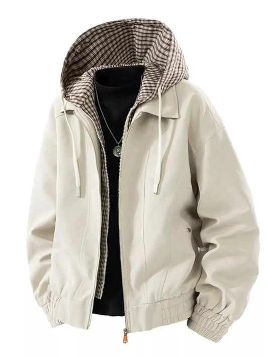 Men's Plus Size Casual Plaid Hooded Windbreaker Jacket Simply Love