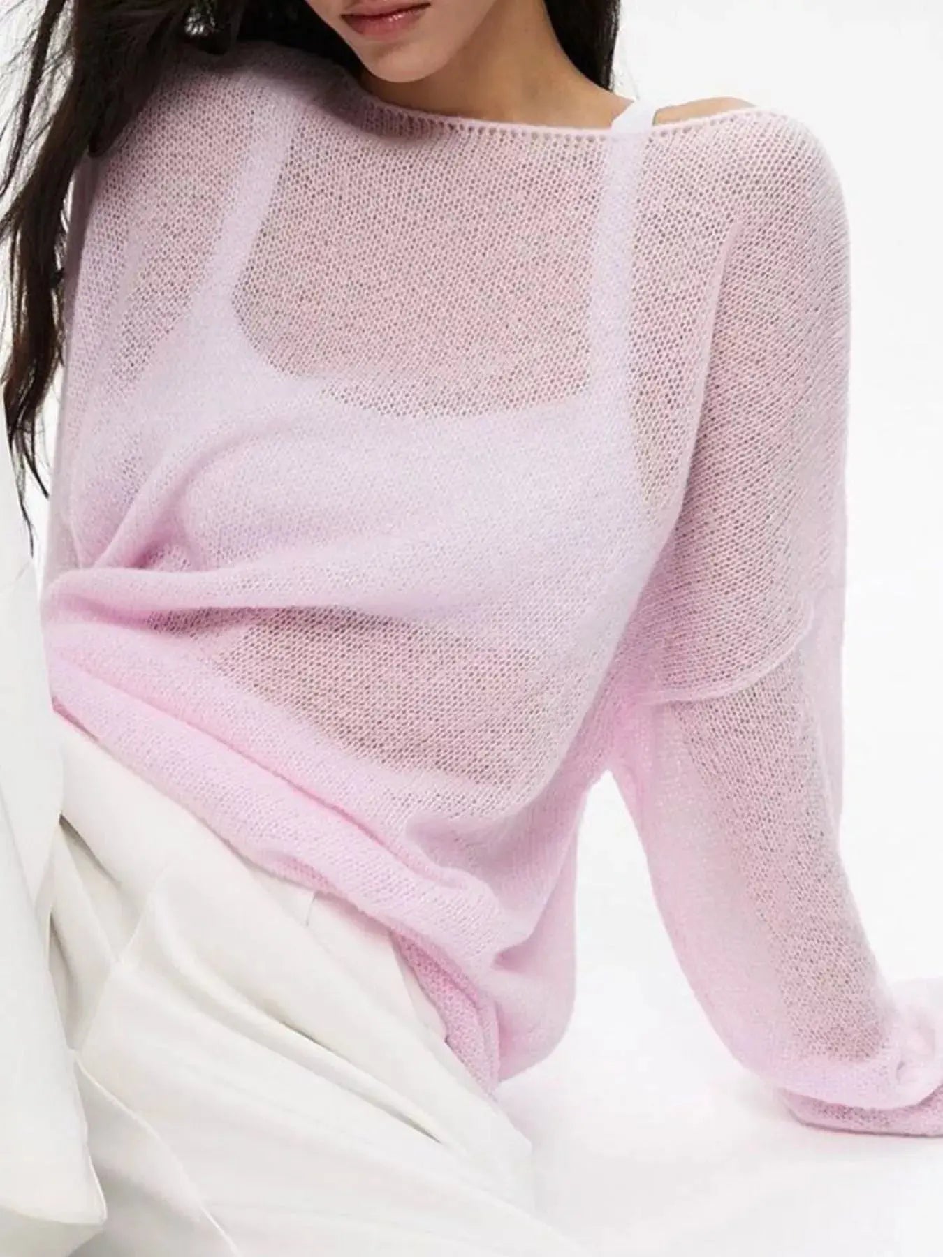 Boat Neck Dropped Shoulder Sweater Simply Love