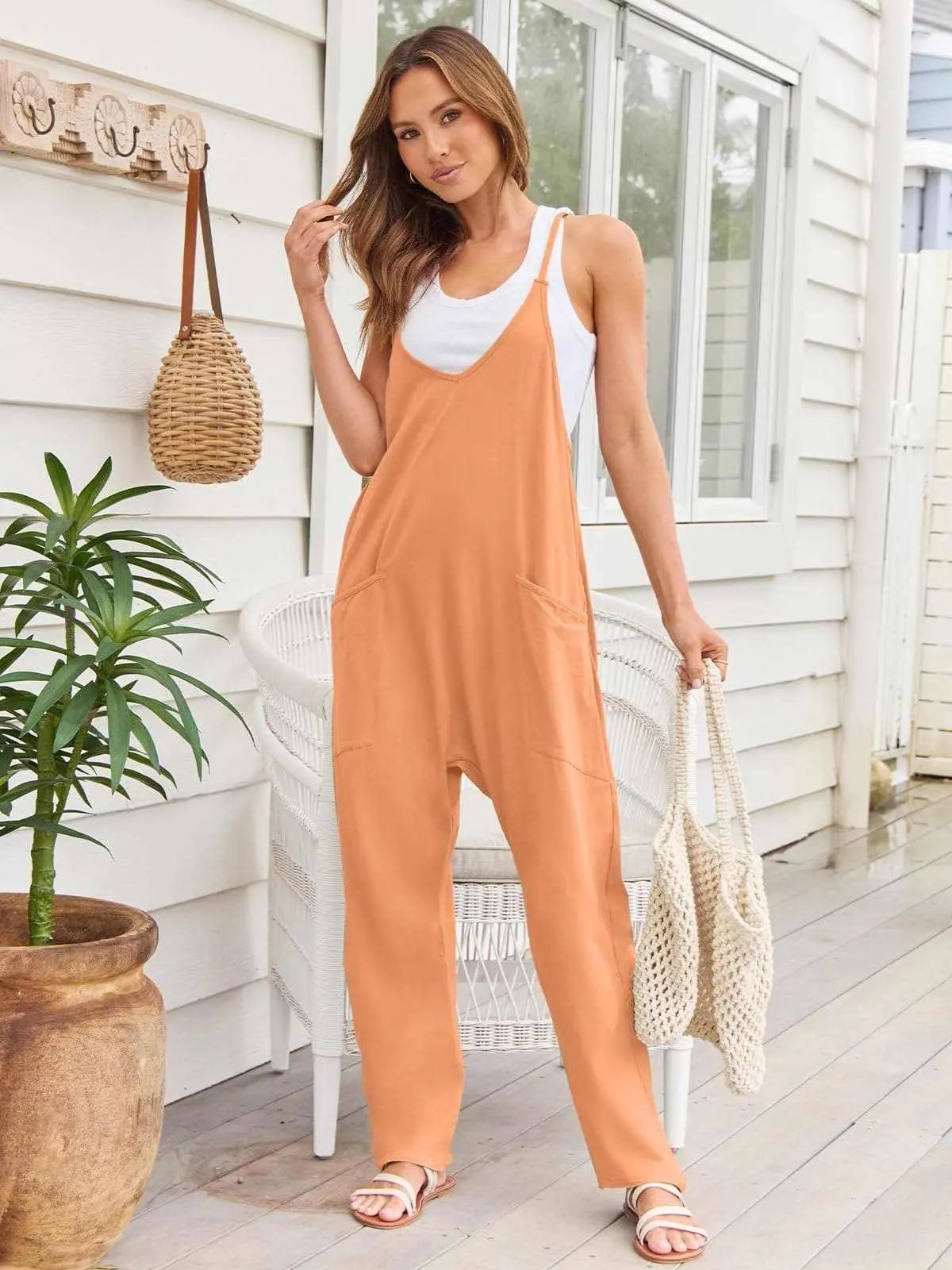 V-neck pocket jumpsuit - Love Salve 