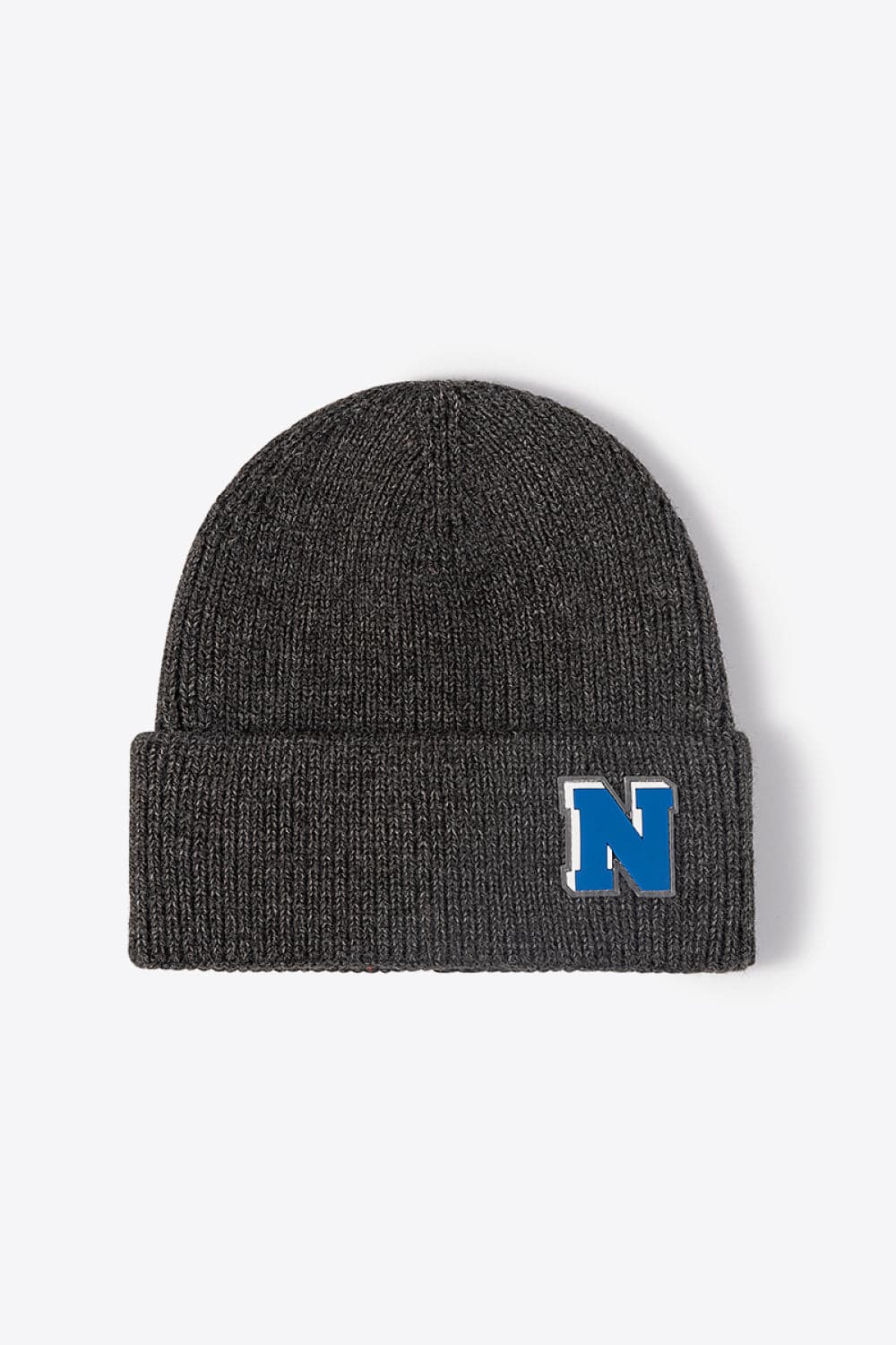 Letter N Patch Cuffed Knit Beanie.