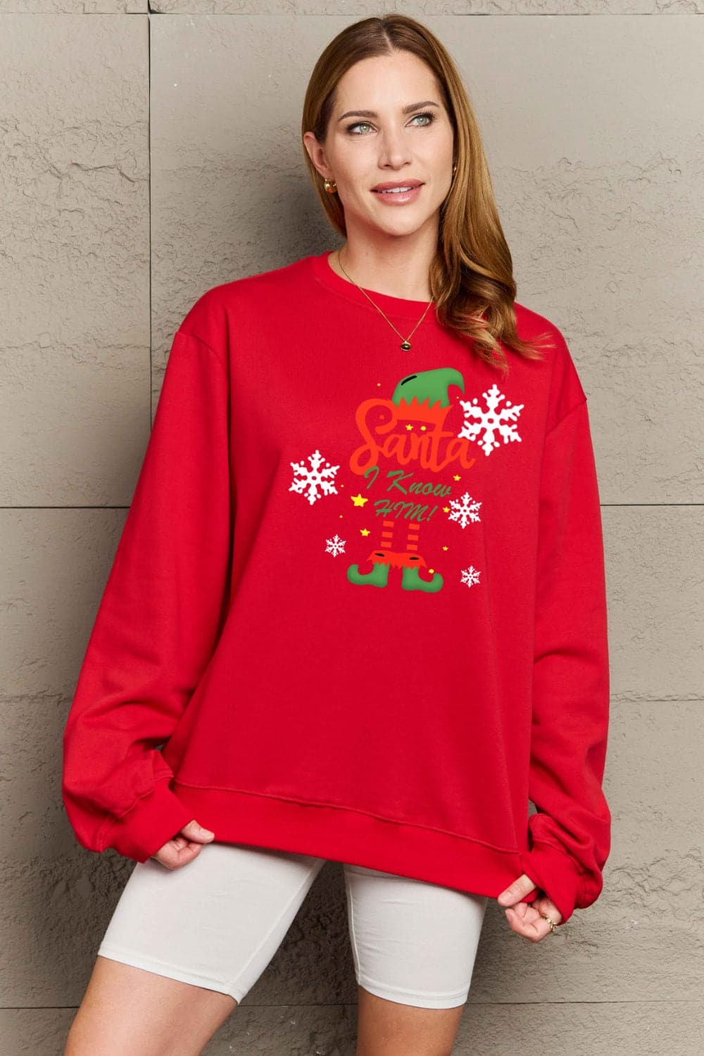 Simply Love Full Size Graphic Round Neck Sweatshirt.