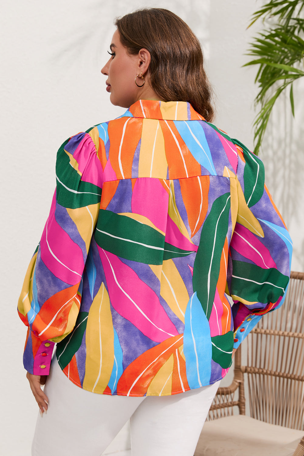 Multicolor Flora Print Plus Size Shirt