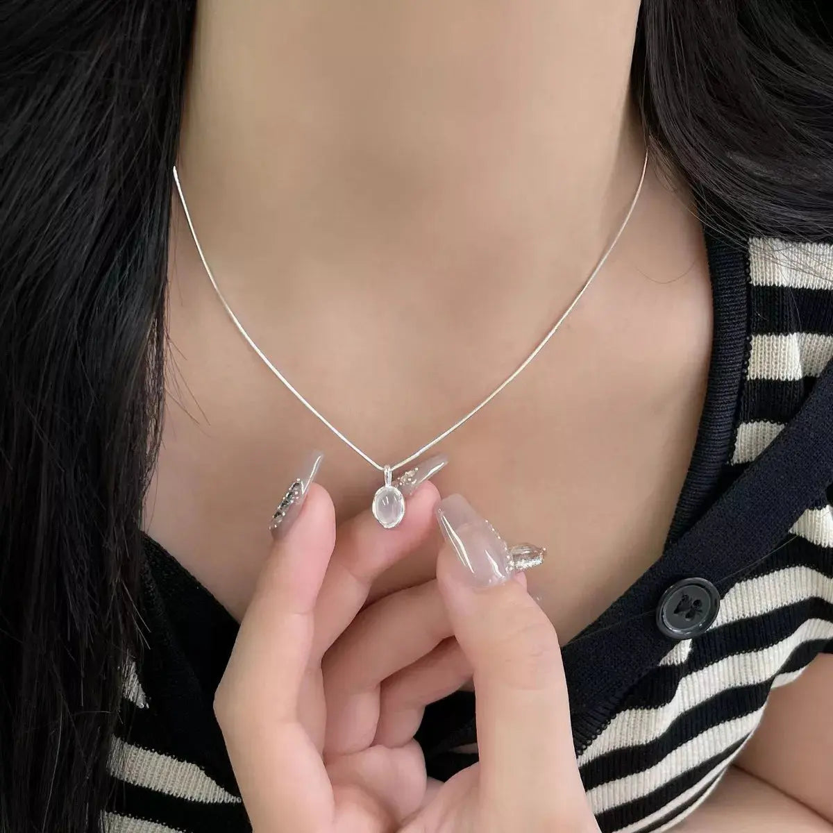 925 Sterling Silver Agate Pendant Necklace Simply Love