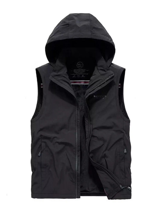Men's Plus Size Hooded Zip Up Vest Nylon Spandex Lightweight Simply Love