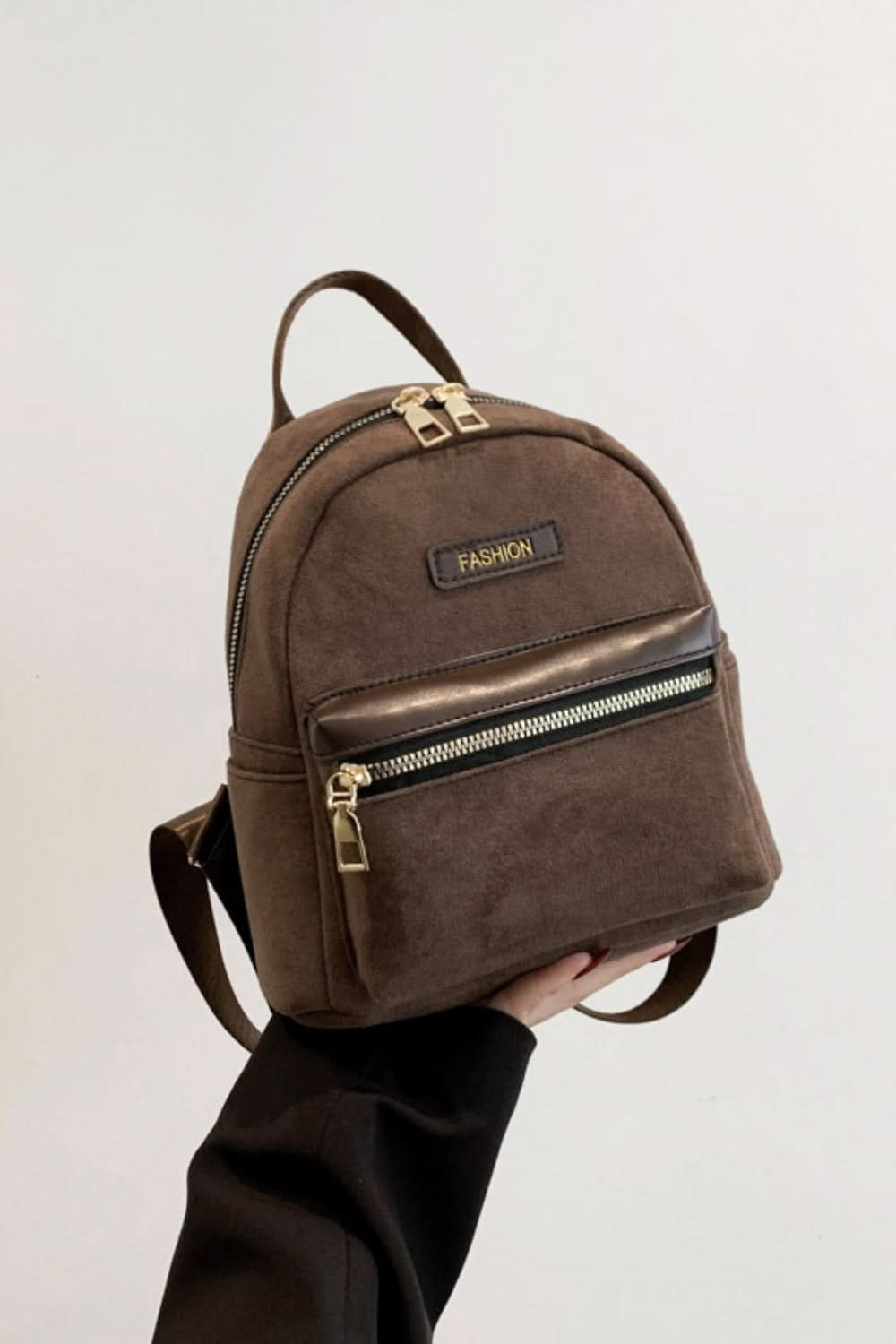 Chic suede mini backpack with adjustable straps