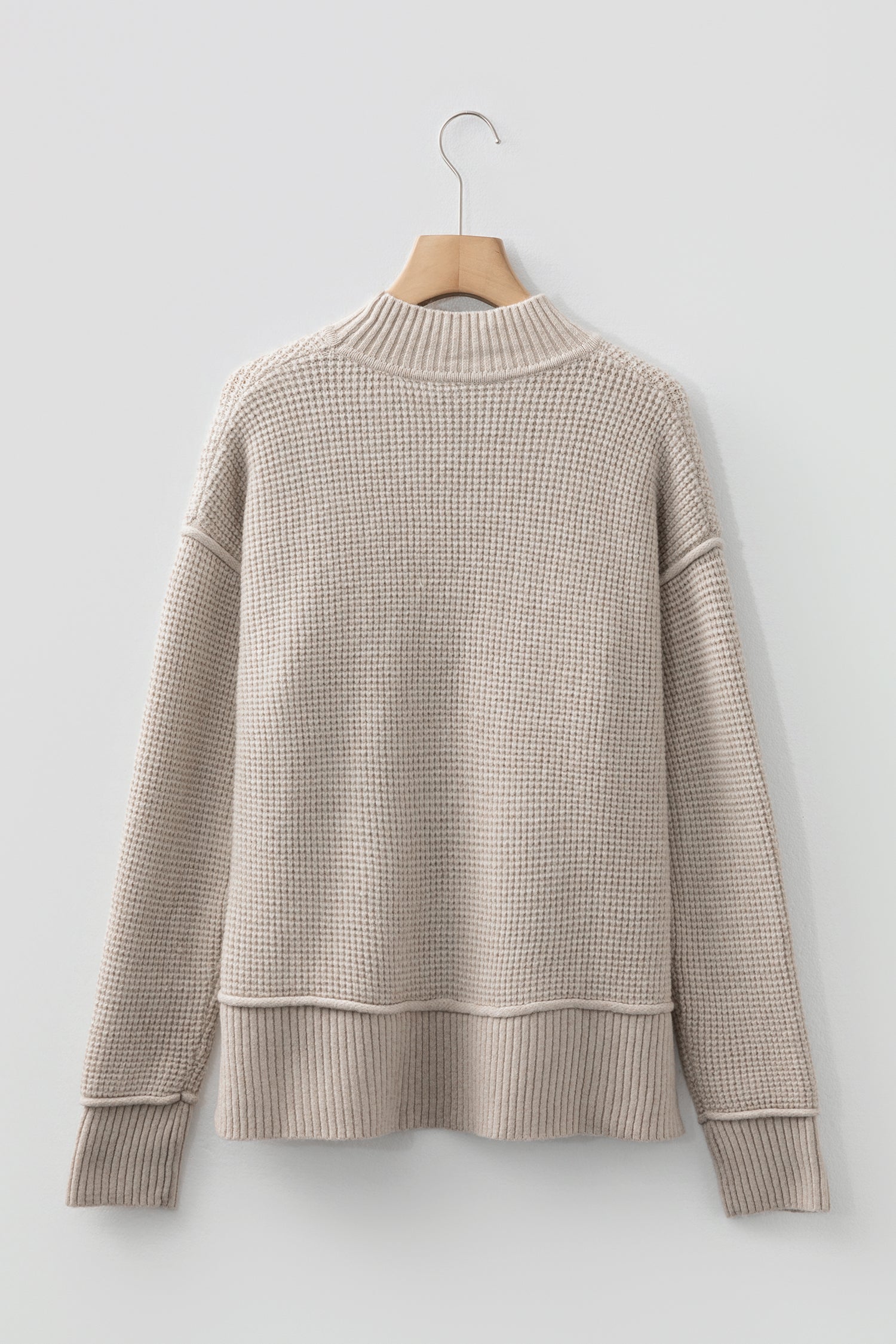 Dear-Lover Gray Waffle Knit Sweater Women's Daily Casual Top Fall Fashion Soft Dear-Lover Dropshipping