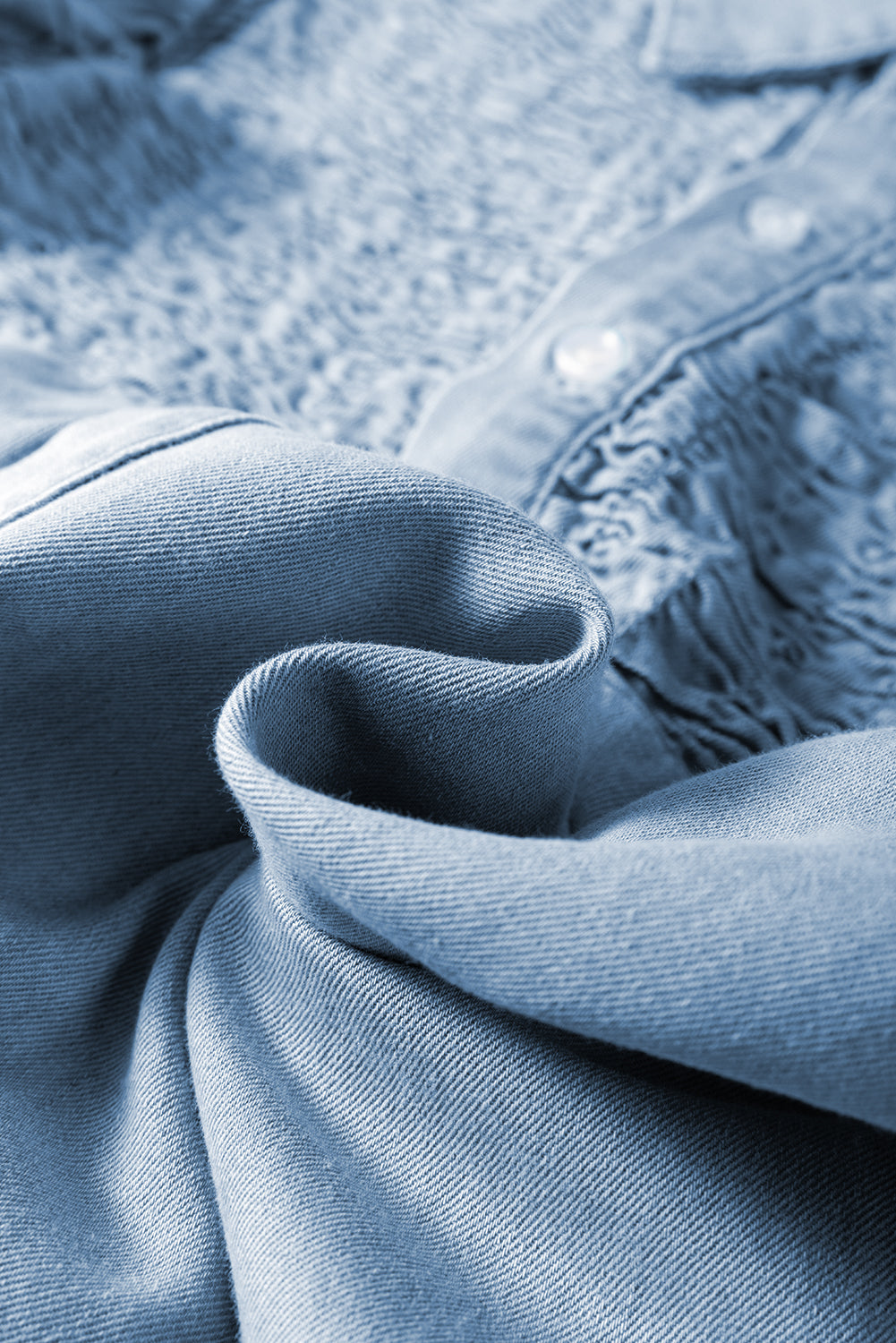 Beau Blue Flutter Sleeve Shirred Button Up Denim Mini Dress Divine Design4U