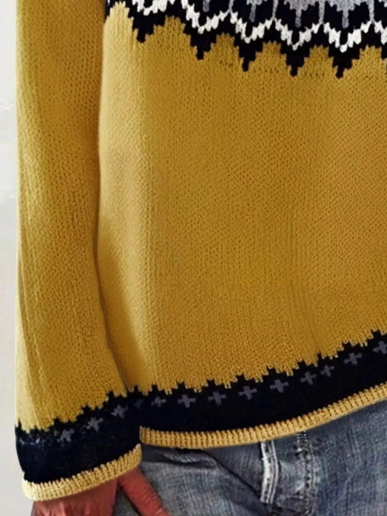 Full Size Vintage Patterned Round Neck Sweater Plus Size Simply Love