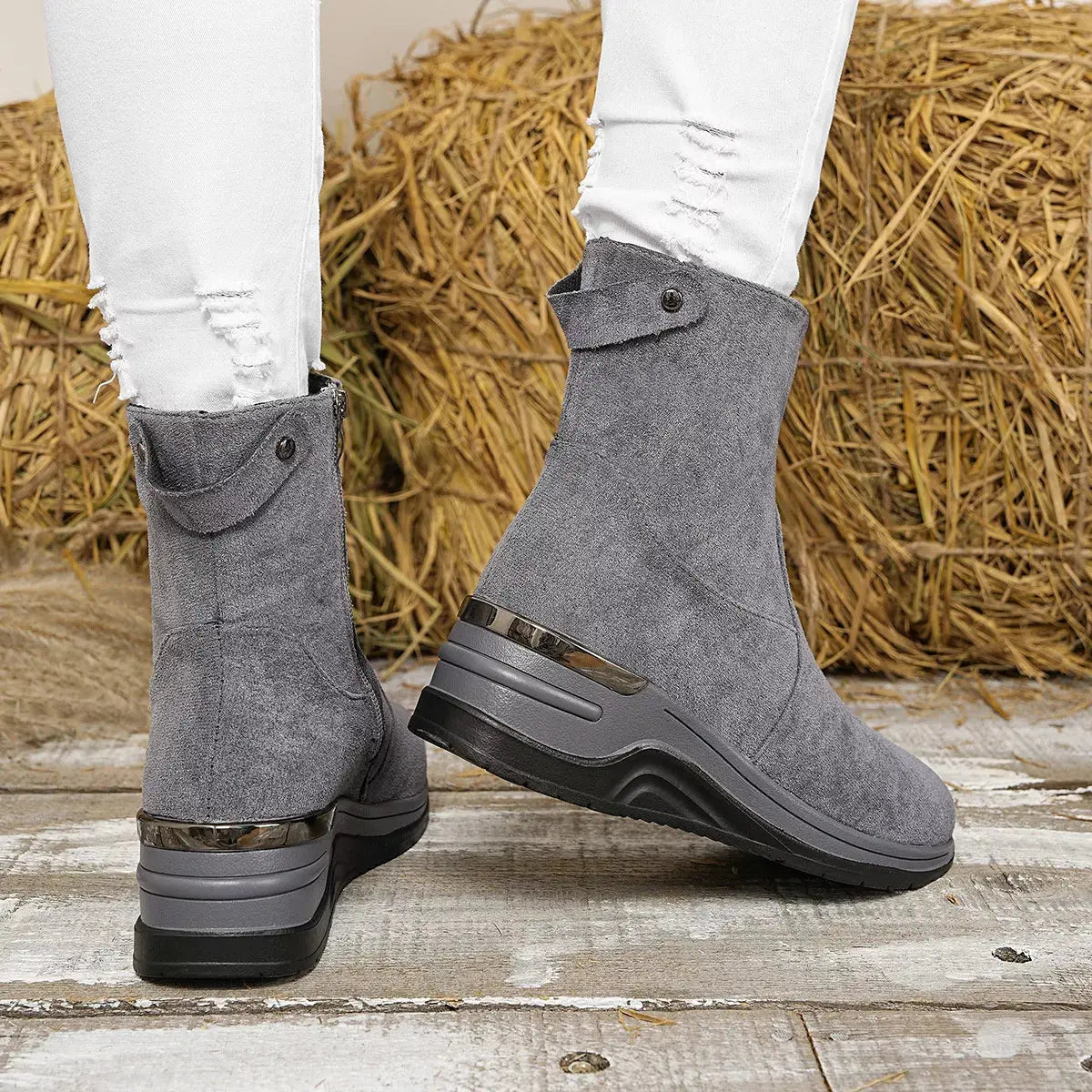 Suede Ankle Boots with Wedge Heel Simply Love