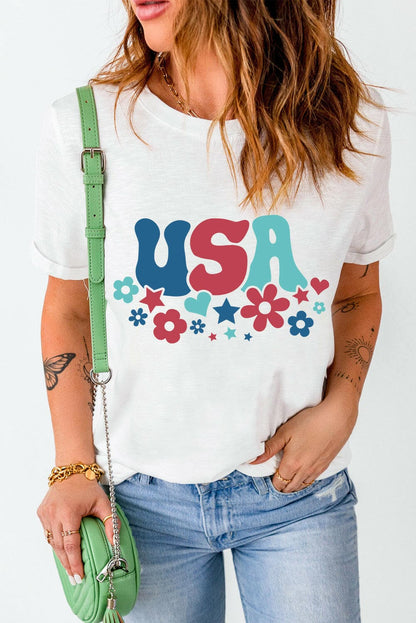 USA Round Neck Short Sleeve T-Shirt.