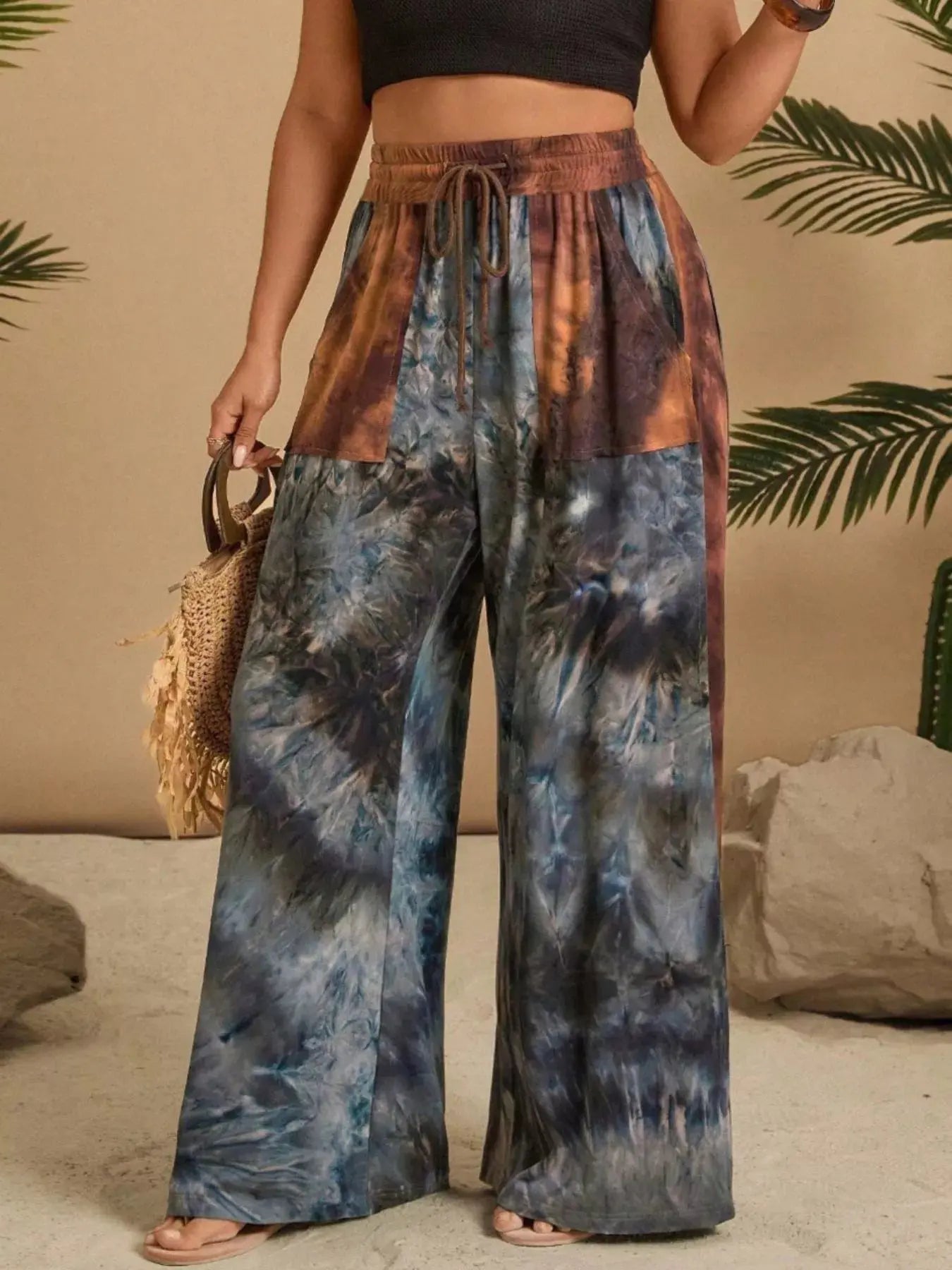 Full Size Tie-Dye Wide Leg Casual Pants Plus Size Simply Love