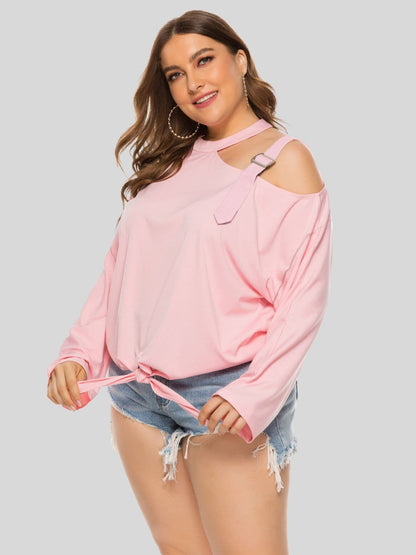 Plus Size Cold-Shoulder Tied Top.