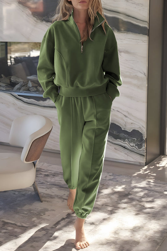 Vineyard Green Half Zip Pullover And Joggers Active Set Dear-Lover Dropshipping