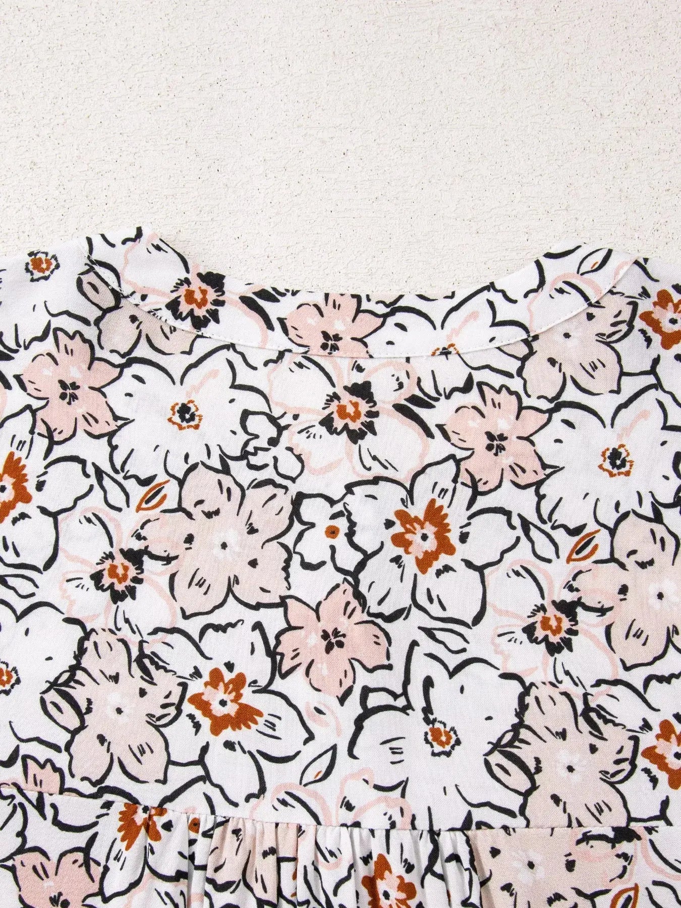 Floral Print Frilled Puff Sleeve Button Down Shirt Simply Love