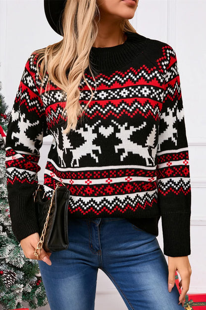 Festive angel wings reindeer sweater with long sleeves