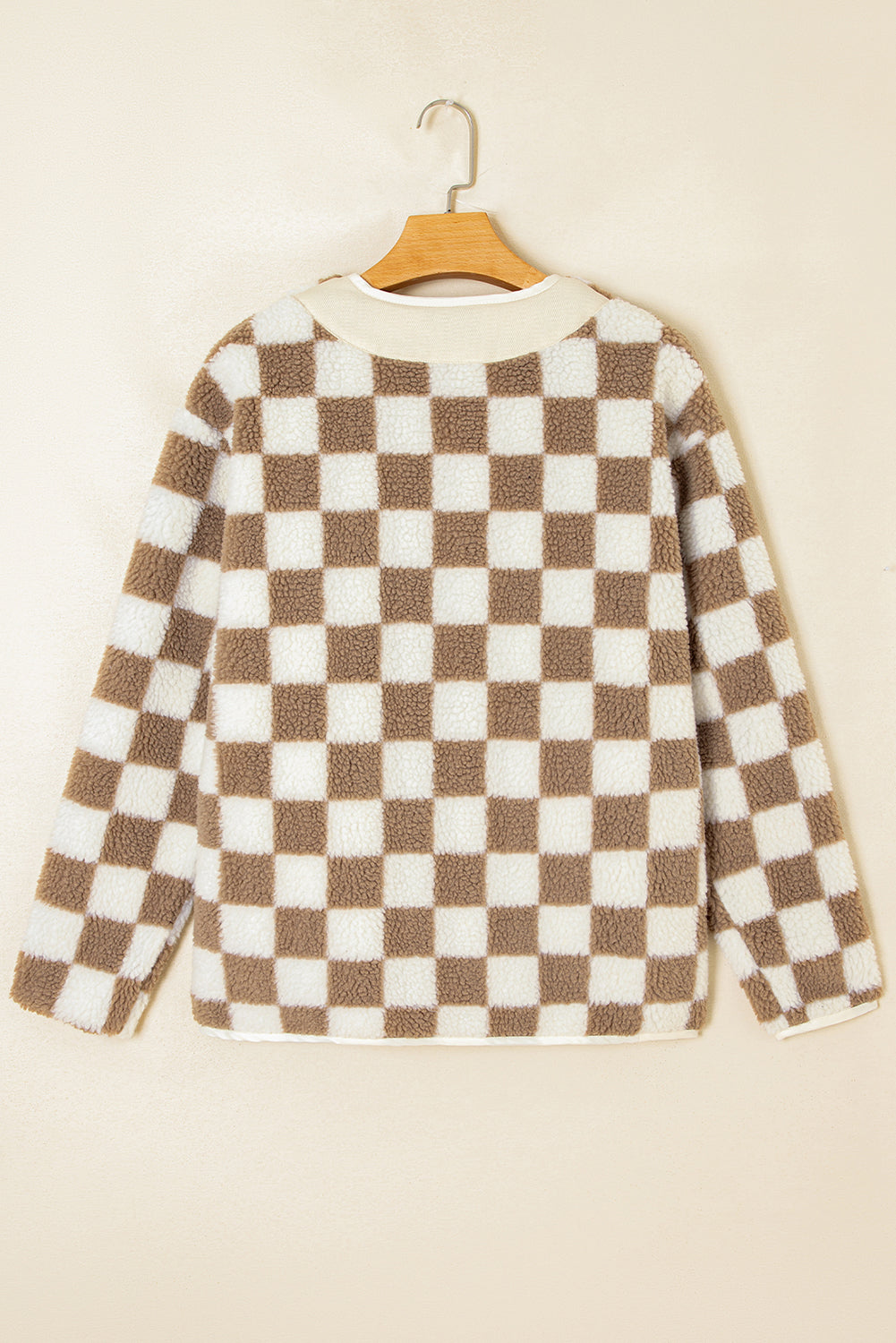 Brown Checkered Sherpa Buttoned Front Chunky Jacket Dear-Lover Dropshipping
