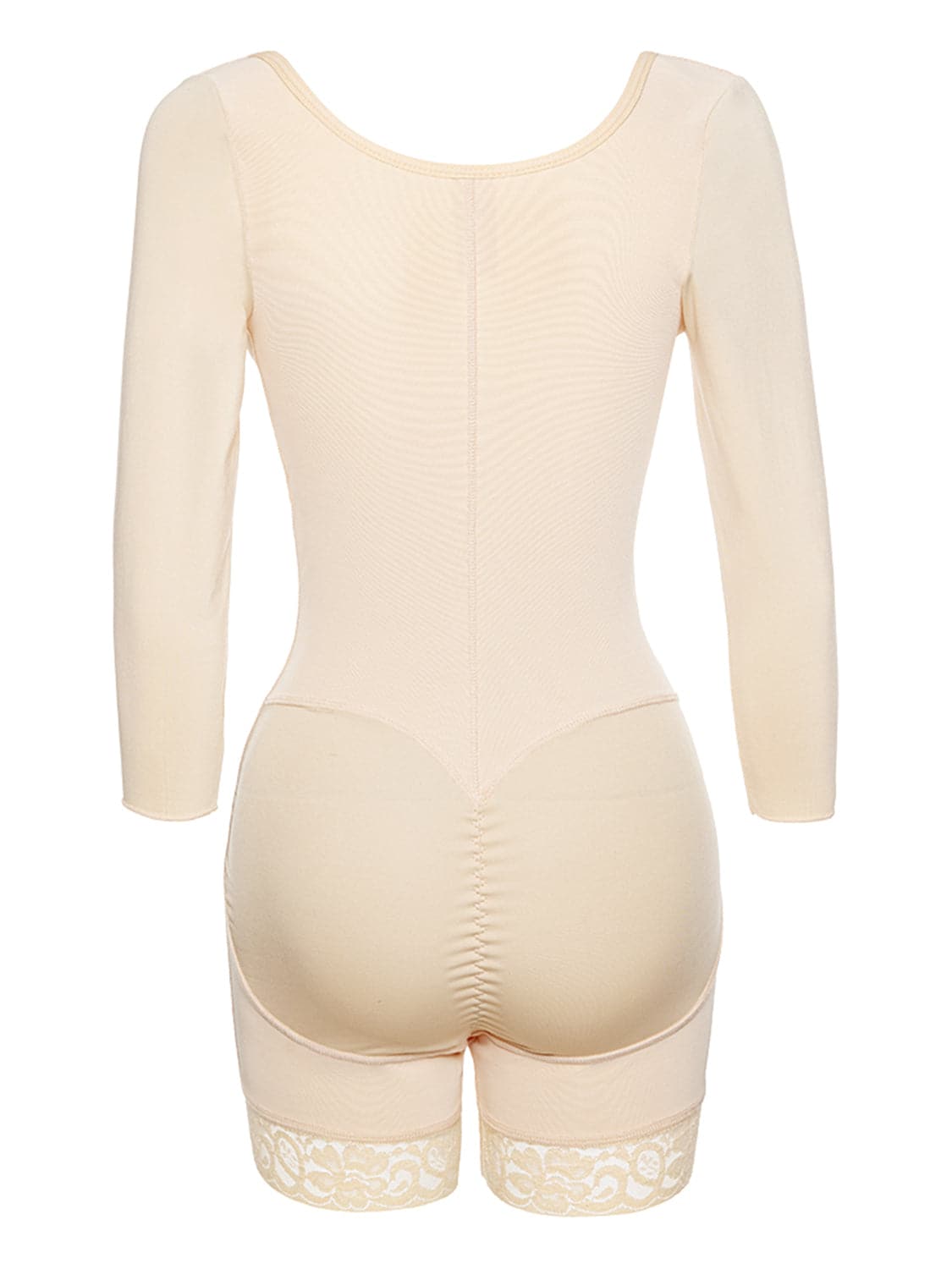 Full Size Zip Up Lace Detail Long Sleeve Shapewear.