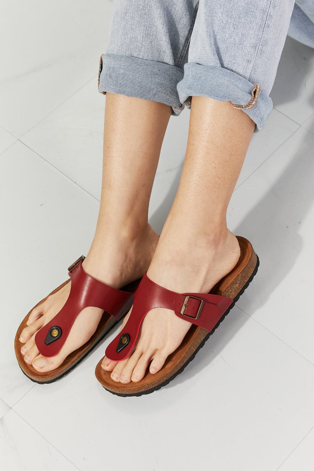 MMShoes Drift Away T-Strap Flip-Flop in Wine.