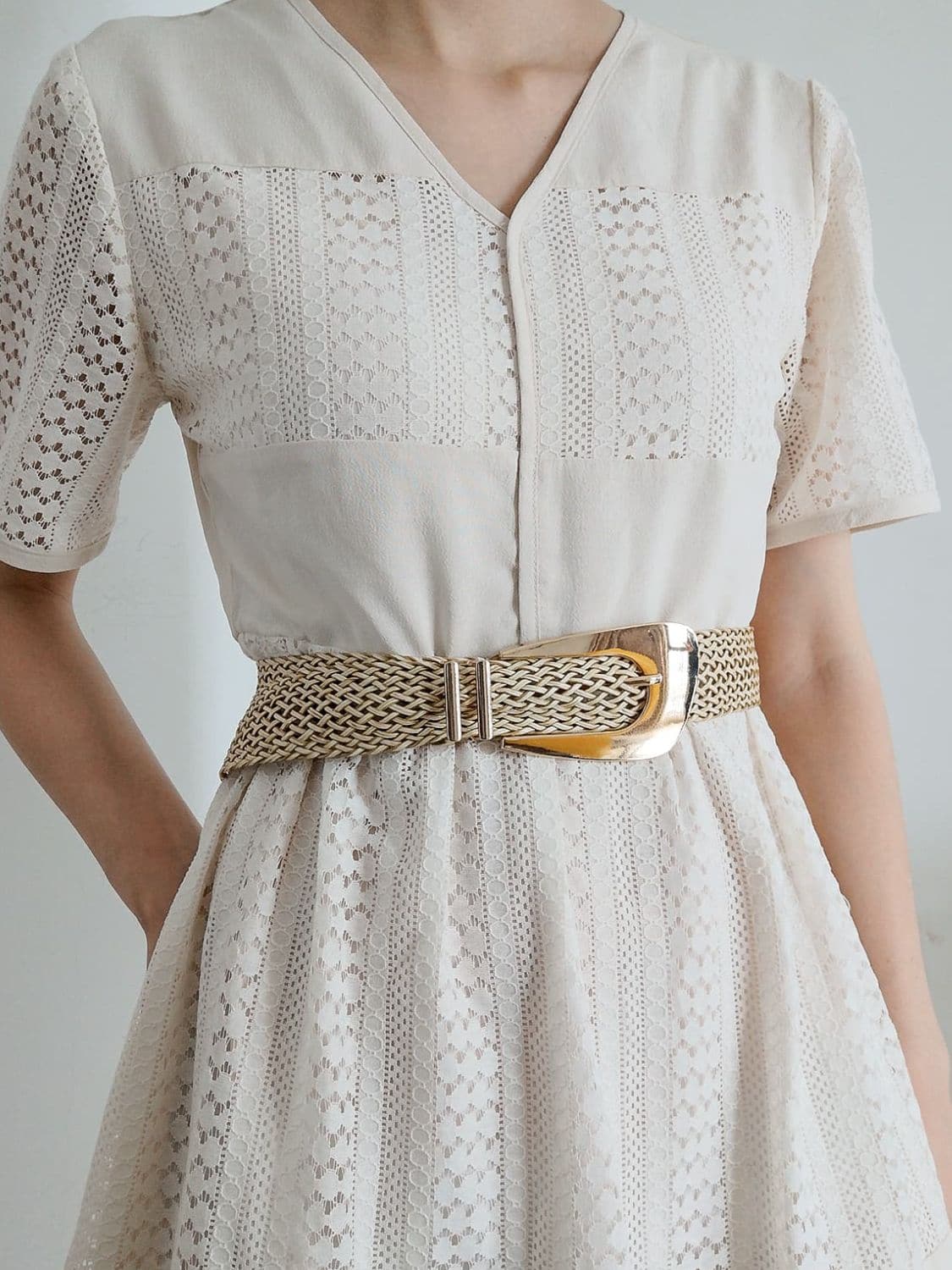 Irregular Buckle Braid Belt.