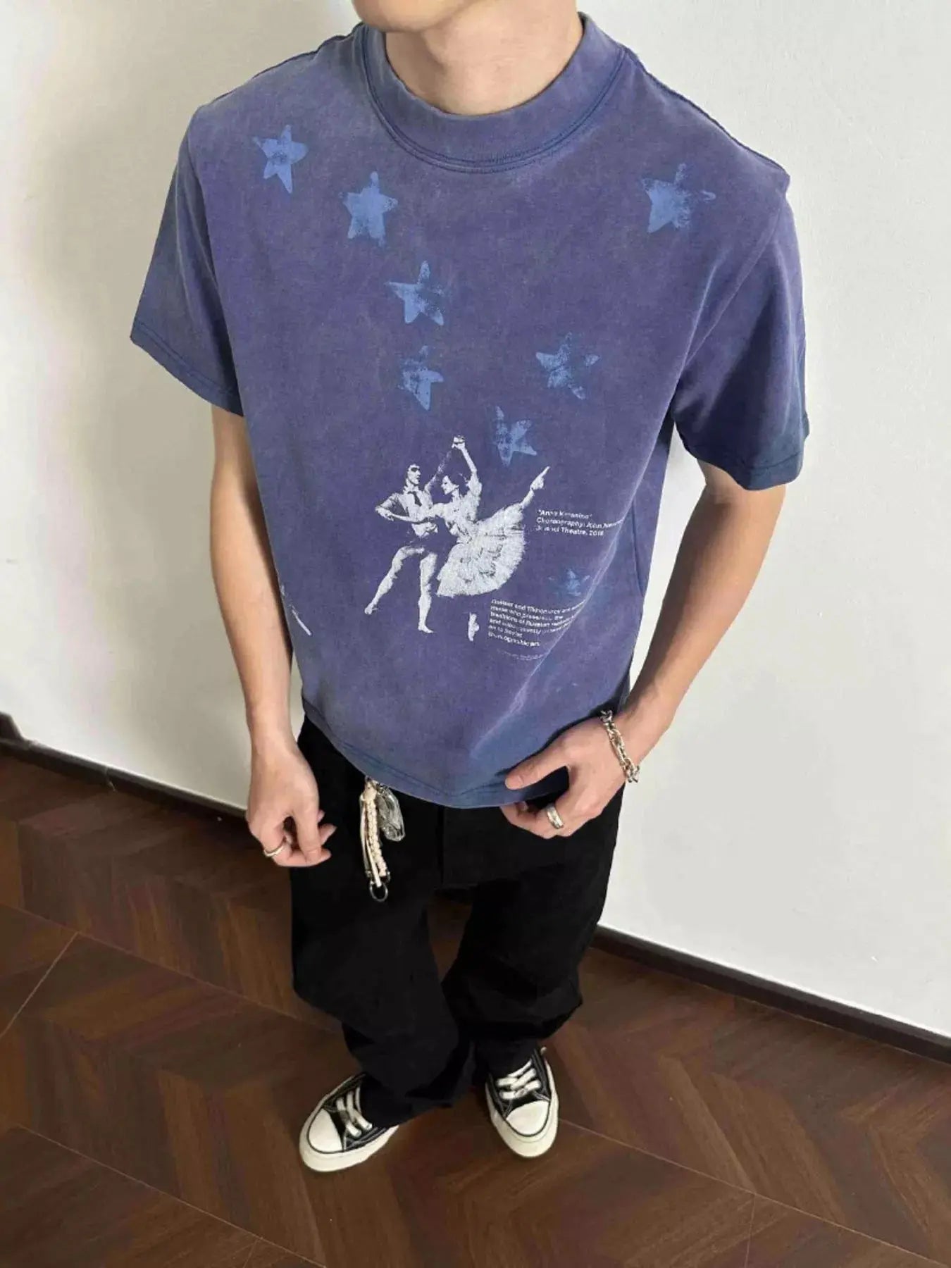 Men's Plus Size Vintage Washed Ballet Print T-Shirt Simply Love
